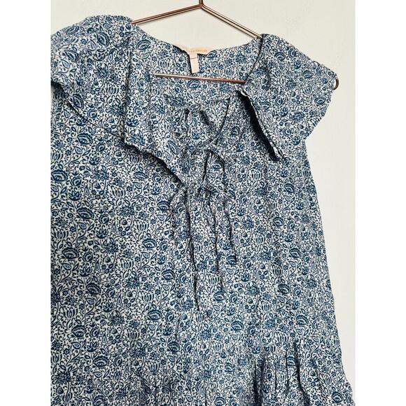 REBECCA TAYLOR Blue Printed Dainty Ties Vine Printed Light Dress Size Medium - Picture 7 of 10